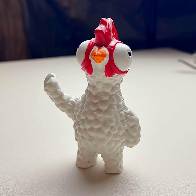 Jxueych Rebellious Chicken Figurine, Miniature Chicken Standing 3.7 Inch, Adorable Mini Chicken for Enthusiasts and Quirky Decor Lovers