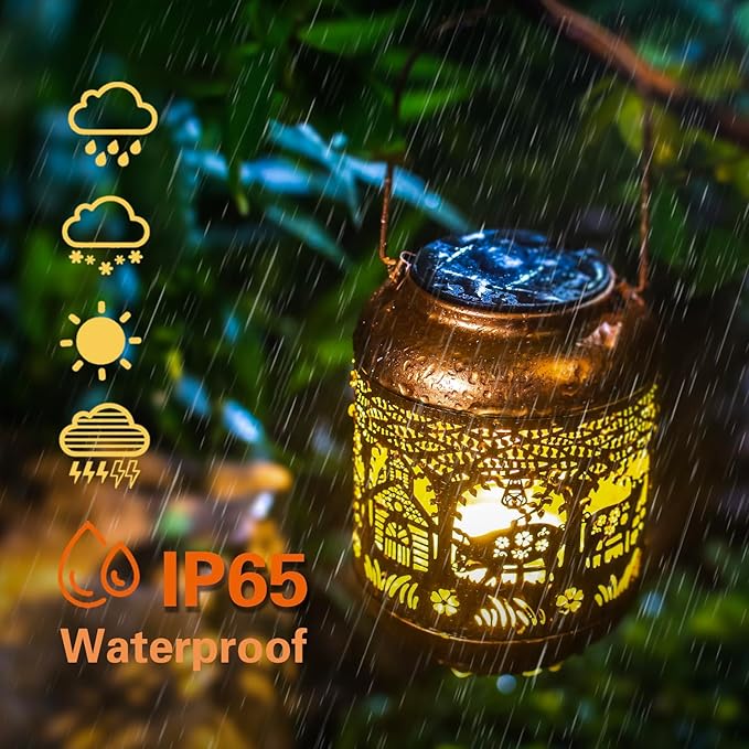 Pig Solar Lanterns Outdoor Waterproof Hanging Solar Lights Pig Gifts for Women Men Mom Metal Decorative LED Outdoor Lanterns for Patio, Lawn, Landscape, Garden Decor, Yard Decorations
