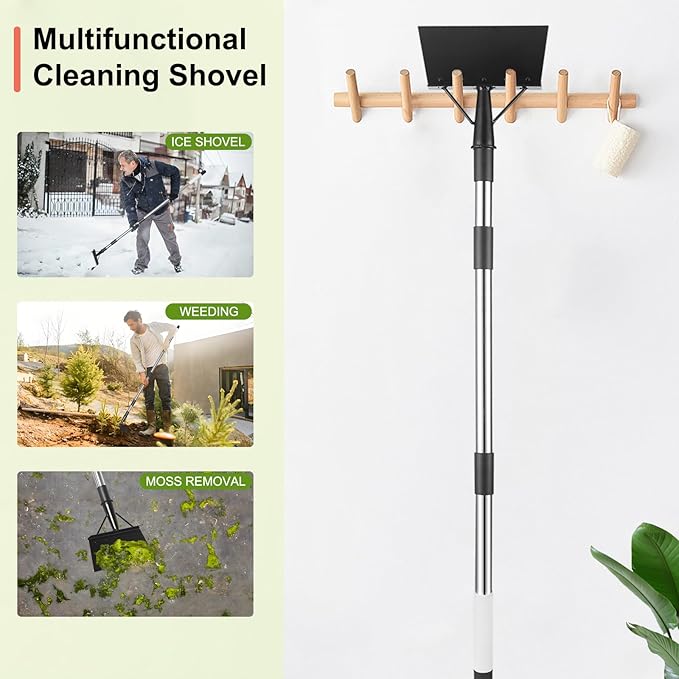Garden Cleaning Shovel， Snow Shovel,59 Inch Handle Duty Garden Shovel， Multifunctional Cleaning Shovel，Suitable for Gardening, Planting, Weeding, Deicing and Other Gardening Tasks