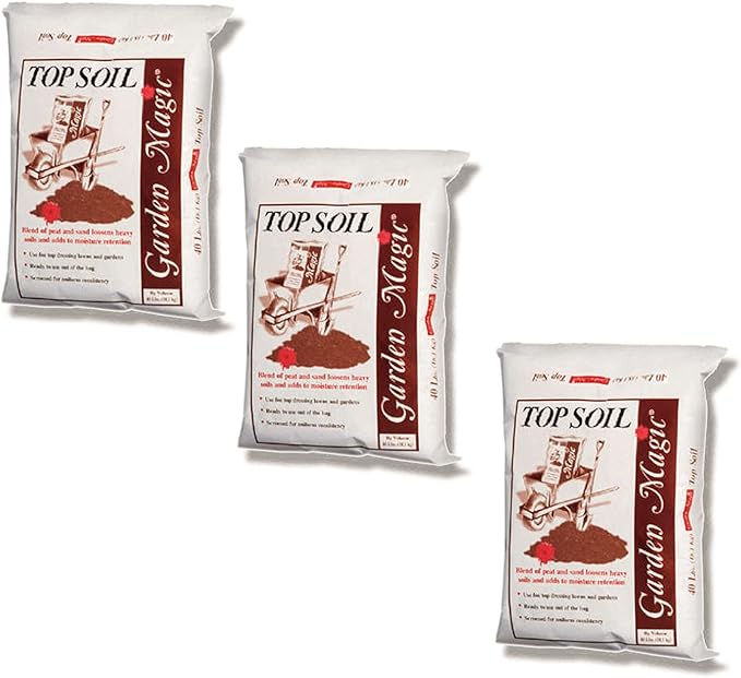 Garden Magic Indoor and Outdoor Organic Planting Potting Topsoil Mix with Perlite Blend and Moisture Retention, 40-Pound Bag (3 Pack)