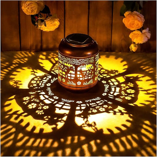 Cow Solar Lanterns Outdoor Waterproof Hanging Solar Lights Cow Gifts for Women Men Mom Metal Decorative LED Outdoor Lanterns for Patio, Lawn, Landscape, Garden Decor, Yard Decorations