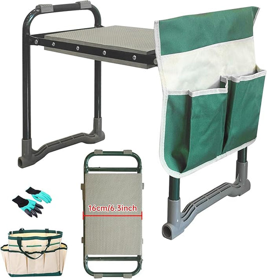Nice C Garden Kneeler and Seat, Garden Stool, Garden Kneeler, Foldable Gardening Stool, Gardening Gifts for Women, Heavy Duty Garden Bench, Garden Kneelers for Seniors, with Tool Pouch&Gloves (Green)