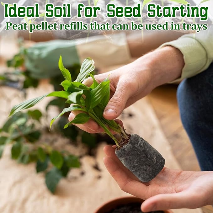 Halatool 100 Pcs 30mm Peat Pellets Block Potting Soil for Seedlings, Compressed Garden Soil Seed Starter Nutrient Peat Pods for Starting Seeds, Planting Flowers, Vegetables, Herbs