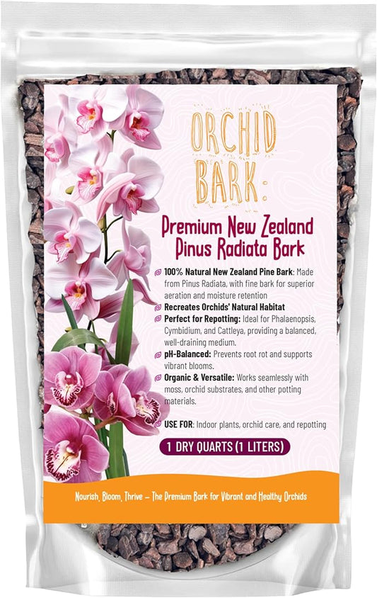 Premium Orchid Bark for Potting Mix – Ready-to-Use Pine Bark for Indoor Plants, Orchid Repotting & Soil Mix Creation, Ideal Orchid Medium (1 Quart)