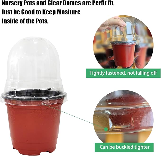 50 Pack Clear Plant Pot Domes, Transparent Seedling Domes Compatible with 4 Inch Seed Starter Pots for Indoor Outdoor Gardening(50Pcs, Clear)