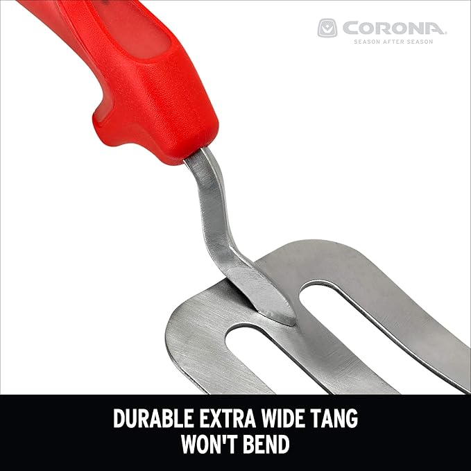 Corona Tools CT 3374 Premium Stainless Steel ComfortGEL Gardening Fork, Red