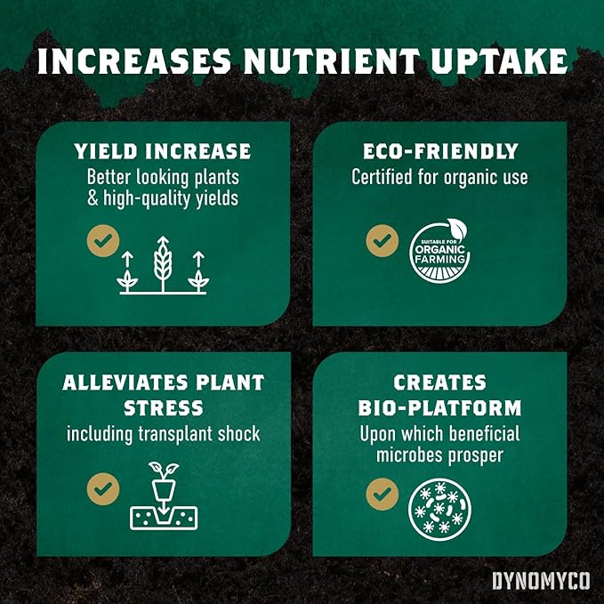 DYNOMYCO Mycorrhizal Inoculant - Plant Growth & Root Treatment, Concentrated Mycorrhiza Formula, Boosts Nutrient Uptake, Mycorrhizae Plant Food for Resilience & Fertilizer (750g / 26.50oz)