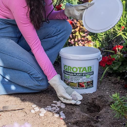 GROTAB 3-in-1 Plant Food Tablets 1500 Tabs Natural 12-8-4 Plant Fertilizer Outdoor Indoor All-Purpose Flower Garden Vegetable Greenhouse Plant Fertilizer with Mycorrhizal Trichoderma Microbials