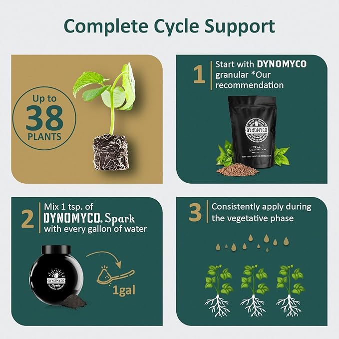 DYNOMYCO Spark 3 in 1 Mycorrhizal Inoculant Root Enhancer Powder for Plants – Root Stimulator for Plants Increases Access to Macro and Micro Nutrients (6 Oz/Up to 38 Plants)