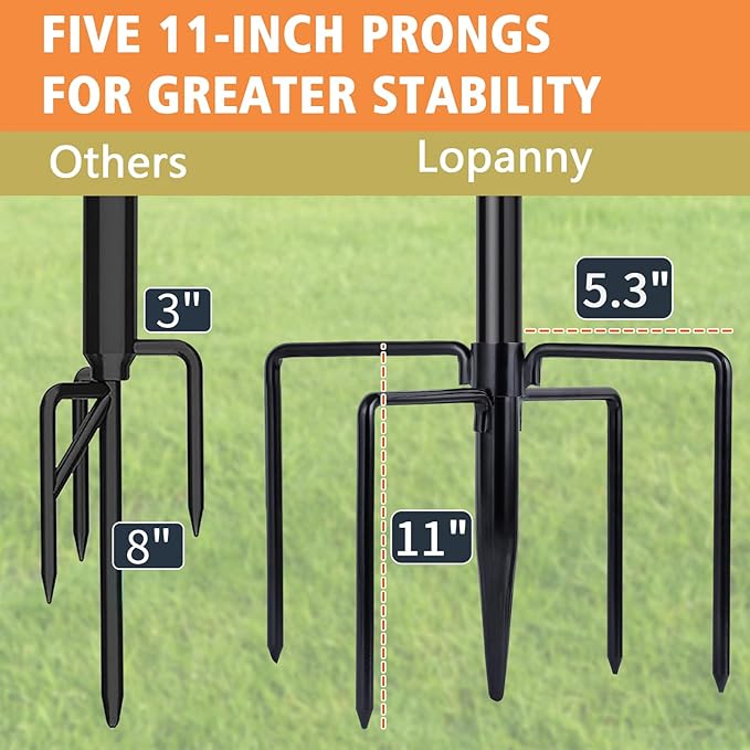 LOPANNY String Light Poles for Outside - 2 Pack 9.8FT Poles for Outdoor String Lights, Outdoor Light Poles for String Lights Hanging - Backyard, Garden, Patio, Deck Lighting Stand for Parties, Wedding