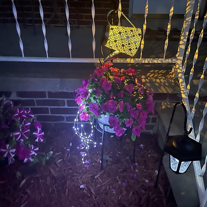 Solar Watering Can Lights, Large Retro Metal Hanging Solar Lights Outdoor Waterproof, Gardening Gifts for Mom Grandma Women Birthday, Garden Decor Yard Light Outside for Porch Landscape Patio