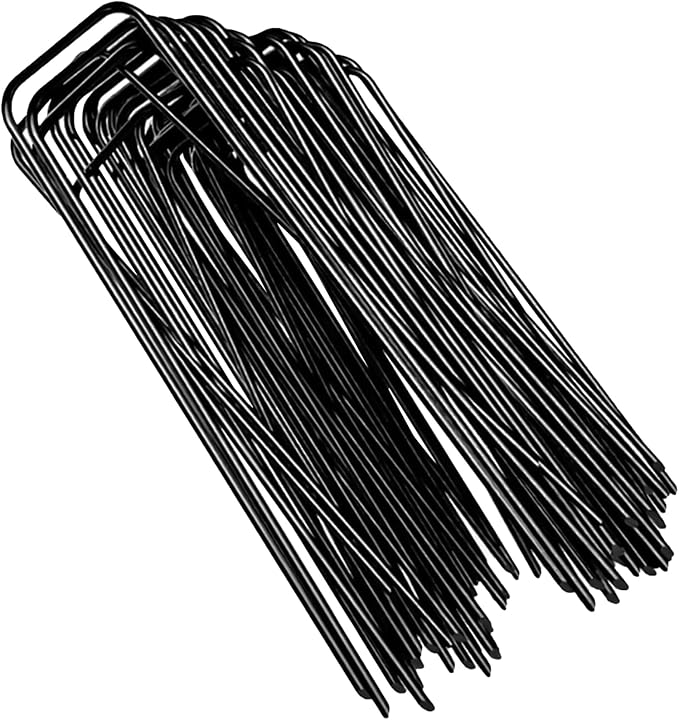 6 Inch Galvanized Garden Landscape Staples Stakes, Heavy Duty Anti Rust Stakes U-Shaped Weed Barrier Fabric Stakes for Holding Fence Ground Cover Artificial Turf Soaker Hose Dripper Irrigation (10)