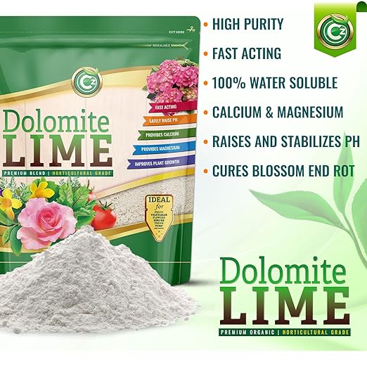 Organic Dolomite Lime 5LB - Made in USA - Garden Soil Amendment Fertilizer for Plants. Calcium/Magnesium Additive. Raise & Stabilize pH - Earthbox Tomatoes & Peppers Blossom End Rot. OMRI Listed