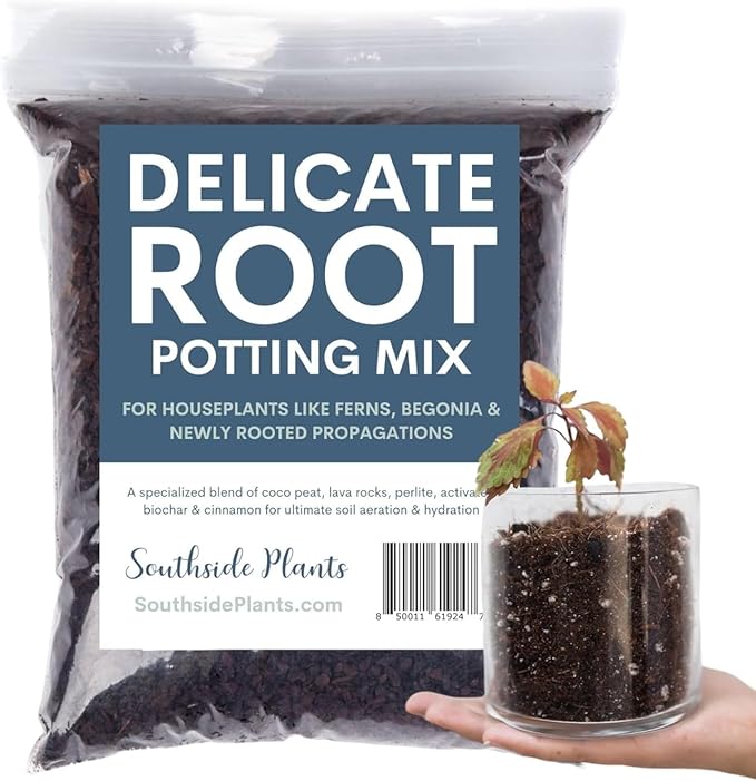 Delicate Root Organic Potting Mix & Soil Outdoor Fertilizer for Houseplants - Organic Mix of Coconut Chips, Coir, Horticultural Charcoal - 1 Gallon
