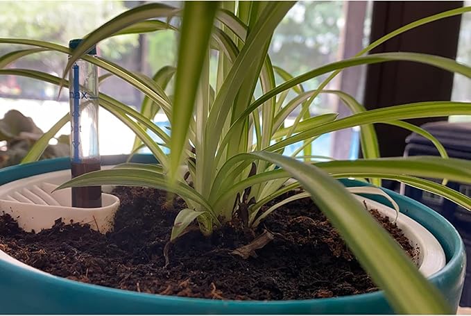 KINJOEK 4 Packs 7 Inch Self Watering Pot with Water Level Indicator, Blue Modern Garden Decorative Flower Self-Watering Planter for Indoor Plants Grow African Violets Succulents