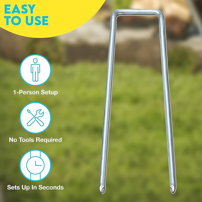 Gray Bunny 6 Inch 50 Pack U-Shaped Garden Stakes, 11 Gauge Galvanized Landscape Staples, Rustproof Garden Staples for Landscaping Securing Weed Barrier Fabric, Irrigation Tubing, Tarpaulin and More