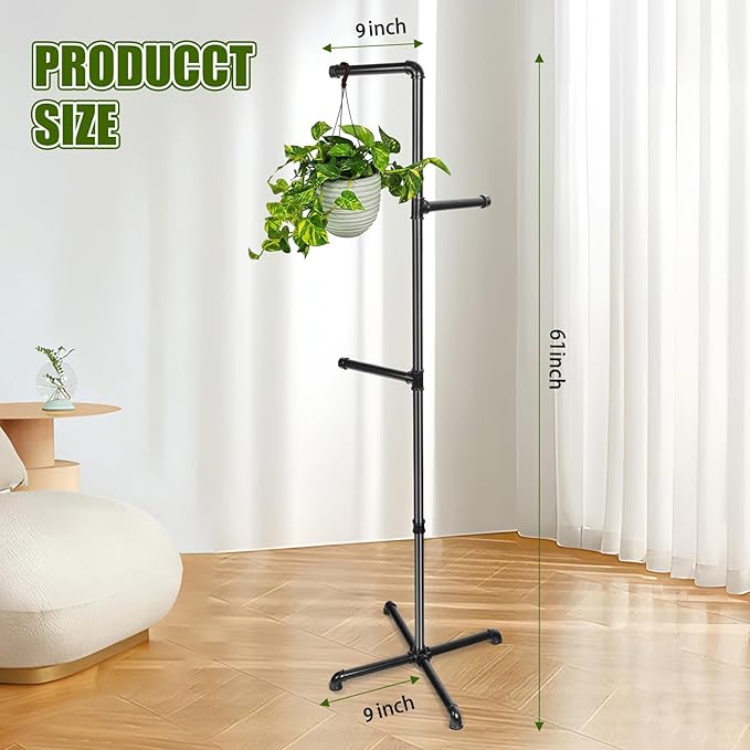 Hanging Plant Stand,Plant Hanger Indoor,Corner Hanging Plant Stand, Black Metal Hanging Plant Holder for Indoor Plants,Hanging Planter for Bedroom Living Room Garden Balcony