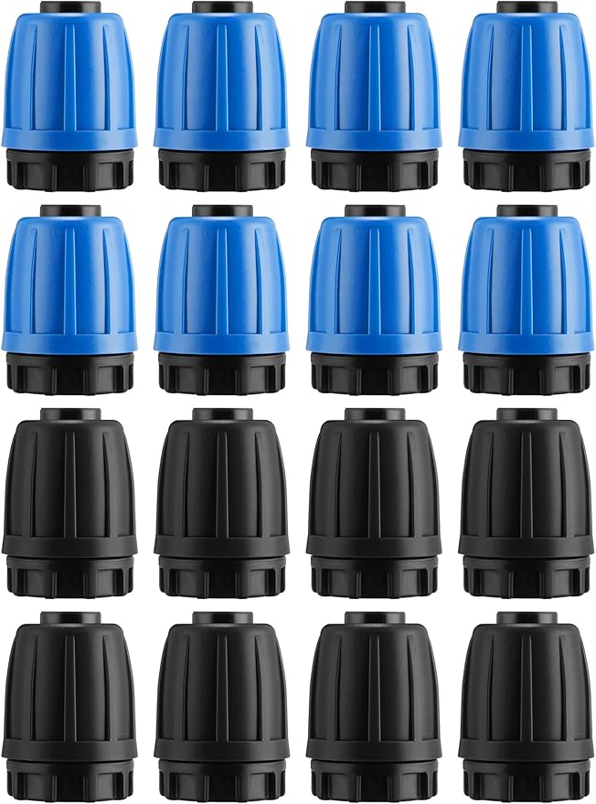 16 Pcs 1/2 inch Irrigation Fittings End Plugs For (1/2" ID x0.6-0.63" OD) 16mm Drip Tubing Connectors (Green and Blue)