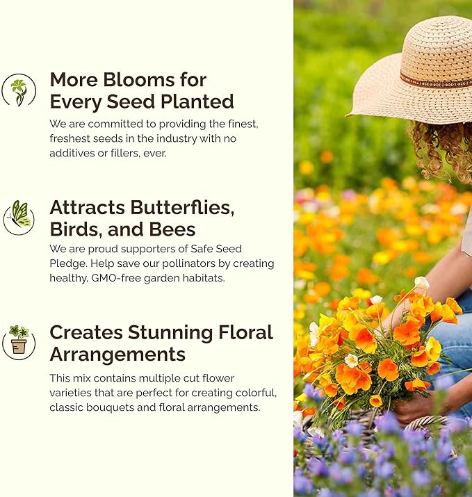 Eden Brothers North Dakota Wildflower Mixed Seeds for Planting, 1/4 lb, 120,000+ Seeds with Calendula, Sunflower | Attracts Pollinators, Plant in Spring or Fall, Zones