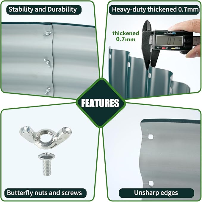 Galvanized Raised Garden Beds for Gardening - 4x4x1ft Round Metal Planter Boxes Above Ground Outdoor for Vegetables,Flowers,Herbs, Garden Container Green