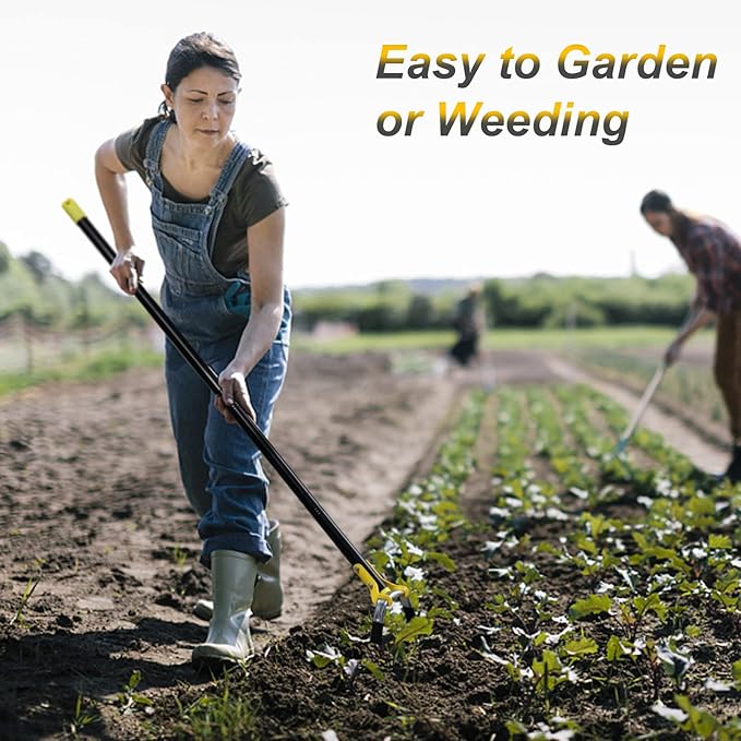 BsBsBest Scuffle Hoe Garden Tool, Stirrup Loop Hoe with 42 Inch Adjustable Long Hand, Great for Weeds in Backyard,Vegetable Garden