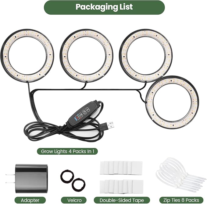 Mosthink 6.3" Ceiling Grow Lights for Indoor Plants, 288 LEDs Plant Light Full Spectrum, Under Cabinet Growing Lamp with Auto Timer, 10 Dimmable Levels, 3 Modes with Transparent Cover,Corded