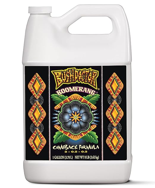 Fox Farm Bushdoctor Boomerang Fertilizer - for Fast Recovery of Stressed Plants, Root Health, Solubilized Nutrition - Perfect for Hydroponic & Soil Application- NPK 2-0.2-0.3, (Gallon)