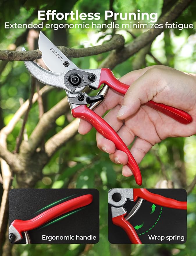 SOLOTODO 8.5" SK5 Bypass Pruning Shears for Gardening Shears, Dual-edge Sharpening Garden Shears Clippers Pruners Scissor, Professional Pruner for Gardening, Garden Tools Gardening Gifts for Women Men