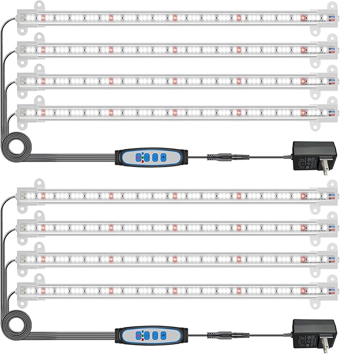 Wiaxulay Grow Lights for Indoor Plants Full Spectrum, 6000K LED Plant Grow Light Strips, Grow Lamp with Auto On/Off 6/12/16H Timer, 5 Dimmable Levels, 3 Switch Modes for Hydroponics Seedling