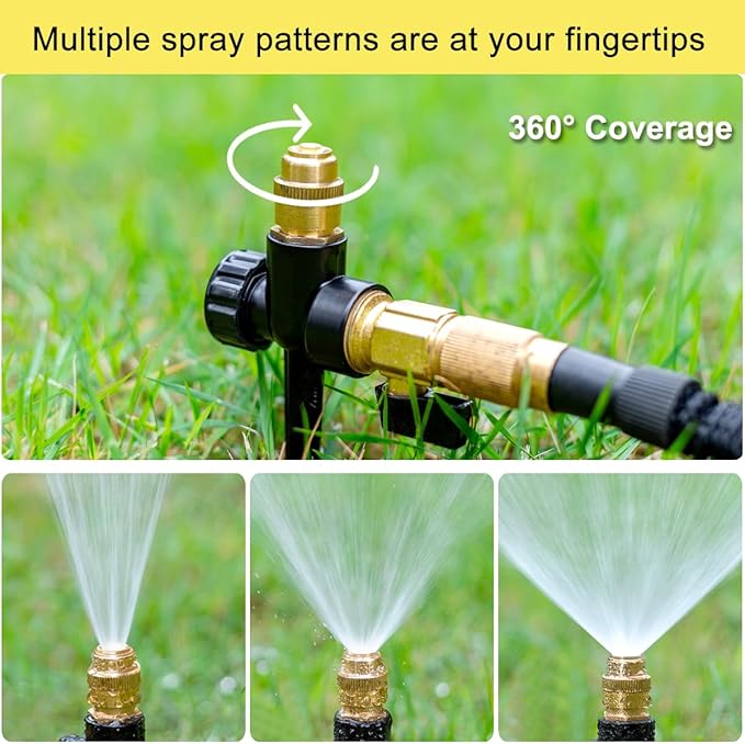 FANHAO Metal Lawn Sprinkler for Yard, 2 Pack Automatic Garden Water Sprinkler on Spike Base, Adjustable Brass Sprinkler Nozzle 360 Degree Large Area Coverage for Lawn Grass Patio Garden Irrigation