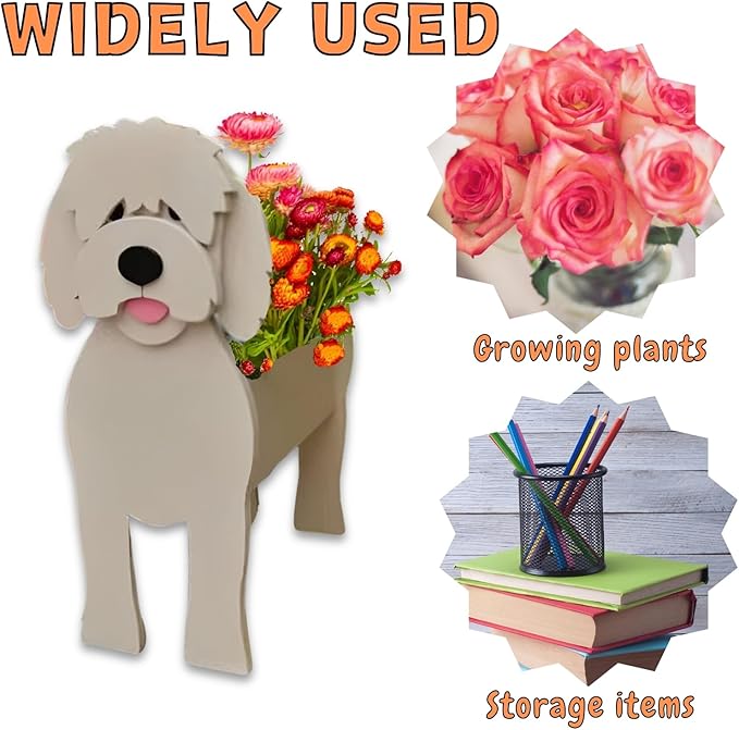 Golden Doodle Dog Planter Plant Pots,Cute Garden Dog Flower Planter,Large Dog Planters Birthday Gifts for Women,Office,Indoor/Outdoor Decor（9.84 * 9.06 * 17in）