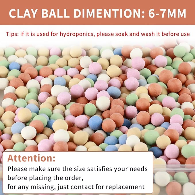 4lb LECA Clay Pebbles 6-7MM- Multicolor Clay Balls for Plants, Leca Balls for Plants, Horticultural Grade for Soil Hydroponics Aquaponics