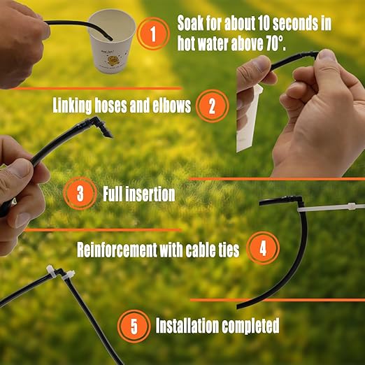 280 Pcs Drip Irrigation System Fitting Kit for 1/4 inch Irrigation Tubing Hose, Greenhouse Garden Plant Irrigation Fittings with Barbs Six Fittings for Easy Installation