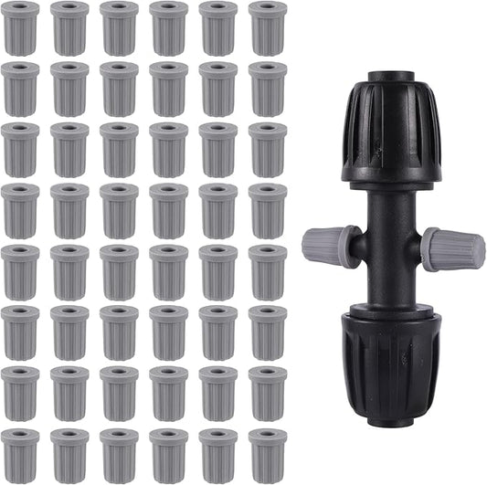 60 Pcs 1/4 Inch Barbed Connector End Caps Rubber Plugs for 1/4 Inch Irrigation Tubing System