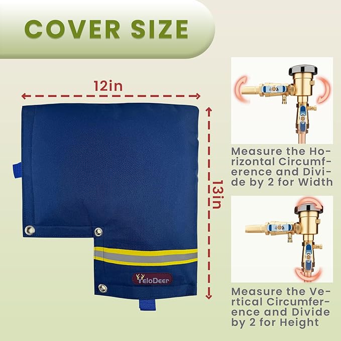 Backflow Preventer Insulation Cover YeloDeer, Navy 5 Layers of Hose Bib Cover Freeze Protection(5°F), 12" W x 13" H Irrigation Sprinkler Valve Cover Insulated Waterproof Winter Water Well Pump Covers