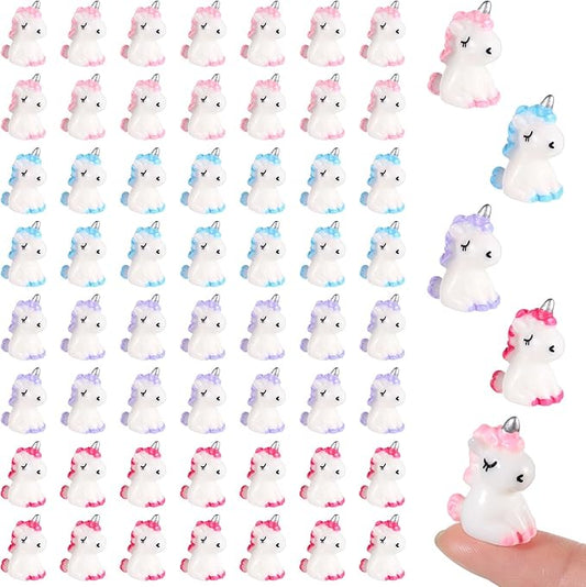 Barydat 60 Pcs Micro Unicorn Miniature Figurines Garden Moss Landscape Mini Resin Animals Unicorn Cake Topper DIY Terrarium Crafts Ornament Accessories for Home Dollhouse Decoration, 4 Colors