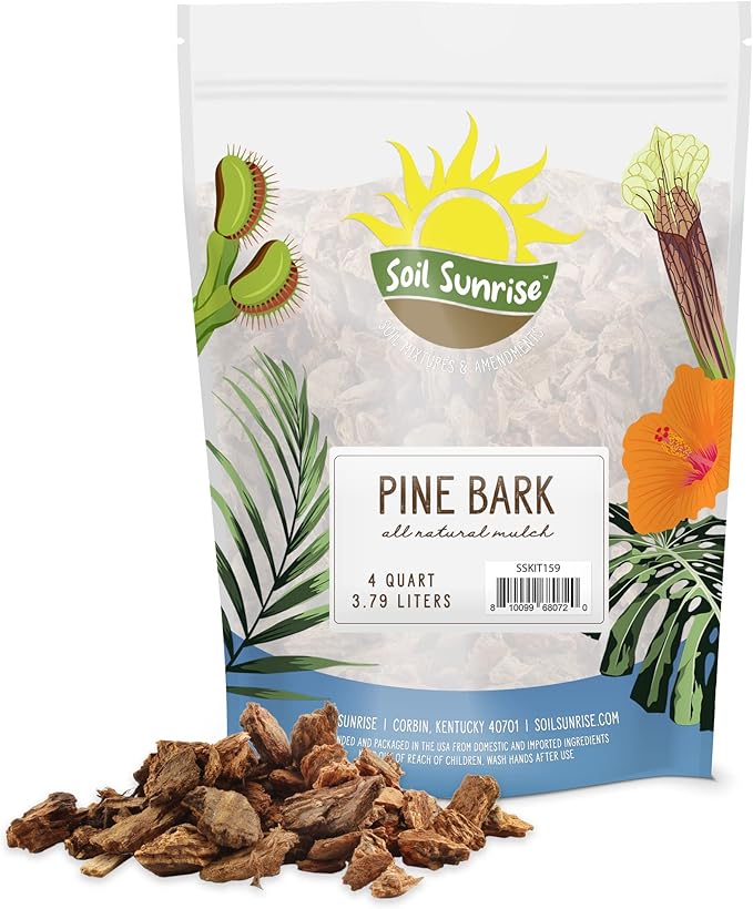 100% Natural Pine Bark Mulch Nuggets (4 Quarts), Small Mulch Chips for Indoor/Outdoor Container Gardening, Ideal for Soil Supplement, Houseplant Mulch, and Terrariums