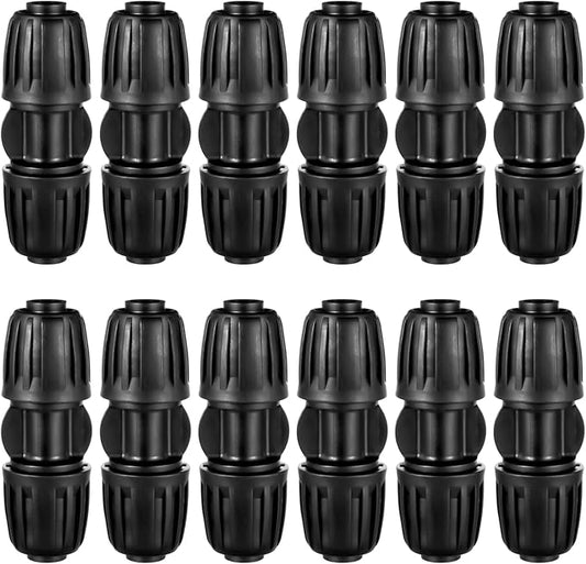 12pc 1/2 inch Irrigation Fittings Coupling,ANTI-DROP Lock Barbed Coupling For (1/2" ID x0.6-0.63" OD) Drip Tubing Drip Irrigation Fittings
