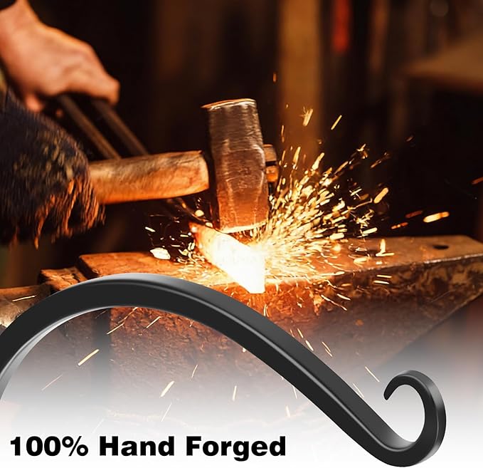 Gtongoko 2 Pack 10 Inch Plant Hangers Outdoor Metal, Plant Hooks for Wall Indoor, Outdoor Hooks for Hanging Bird Feeders, Plant Bracket, Lanterns, Wind Chinme, Black