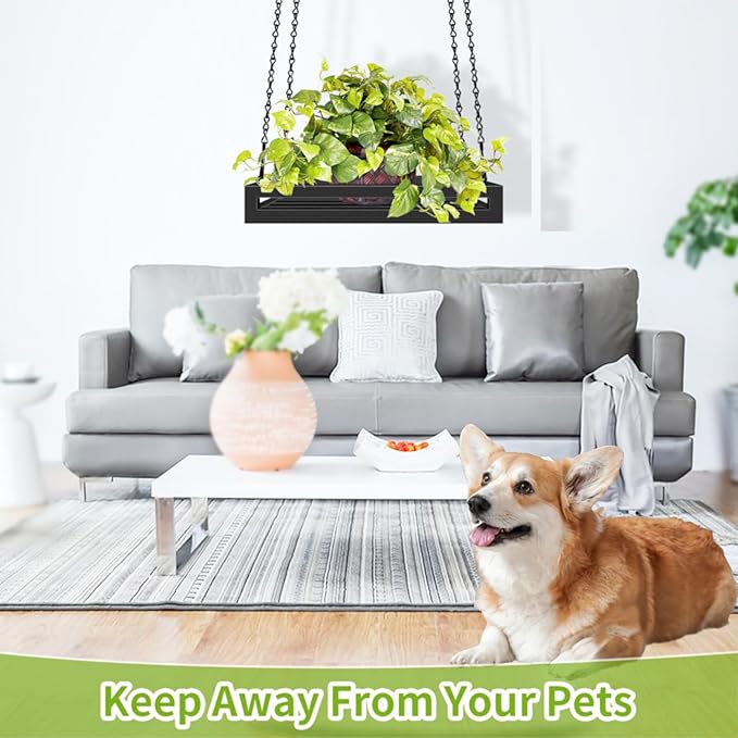 Hanging Planter for Indoor Outdoor Plants, 16'' Heavy Duty Metal Plant Hanger Indoor, Large Hanging Plant Holder Plant Shelf for Garden Home Ceiling Window Decor