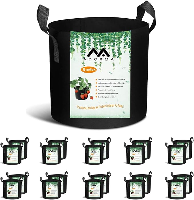 20-Pack 5 Gallon Grow Bags, Heavy Duty Aeration Fabric Pots with Handles,300G Thickened Nonwoven Pots for Plants/Vegetables/Flowers