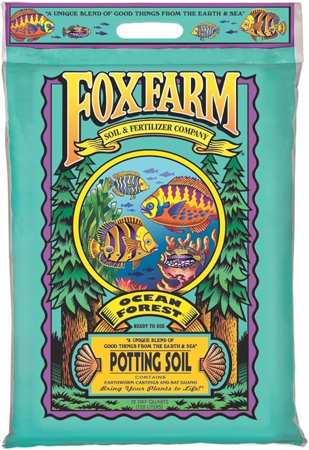 FoxFarm Ocean Forest Potting Soil, 12qt – Light, Aerated Texture, Designed for All Container Plants – pH Adjusted for Optimal Nutrient Uptake, Effectively Retains Moisture