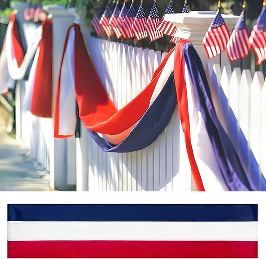 24x240 Inch American Patriotic Bunting Flags,Red White and Blue Banner for 4th of July Decorations Outdoor and Labor Day,Veterans Day,Memorial Days 1 Pack