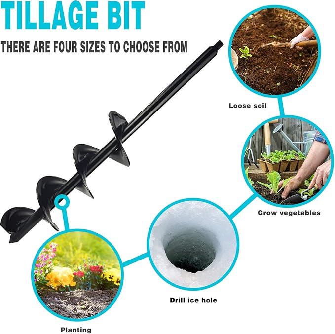 ERYTLLY Bulb Planter, Auger Spiral, Garden Planter Tool 3 x 17.5 inch,Rapid Umbrella Hole Digger for Planting Bulb Seedlings Bedding Tulips, and Digging Weeds Roots
