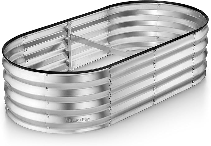 Galvanized Raised Garden Beds Outdoor // 4×2×1 ft Planter Raised Beds for Gardening, Vegetables, Flowers // Large Metal Garden Box (Silver) // Patented Tool-Free Design