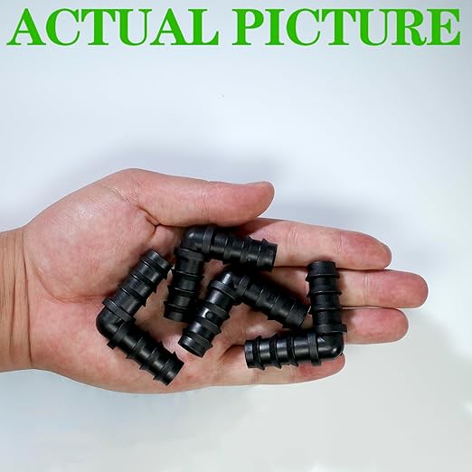 50PCS Drip Irrigation Barbed Elbow Fitting Kit for 1/2 Inch Tubing (16MM OD) .600" ID Drip Irrigation Connectors Elbow Dripline Barbed Connector Drip Irrigation Sprinkler System for Garden Lawn