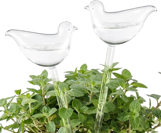 Mkono Plant Self Watering Globes Glass Water Bulbs for Planter Insert, Bird Shape Self Watering Devices Automatic Plant Waterer Spikes for Indoor Outdoor Plants, Gifts for Plant Lovers, 2 Pack