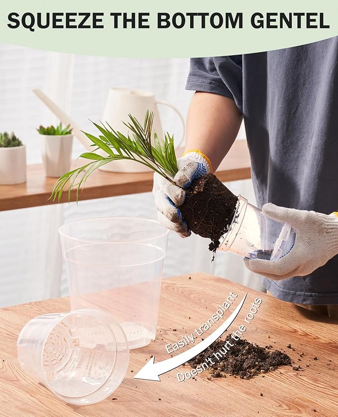 homenote Clear Nursery Pots for Plants,4 Inch Plant Pot for Planting Plastic Seedling with Drainage Holes Seed Starter Flower High Transparency 20 Labels Exclusive Material Excellent Hardness(30 Pack)