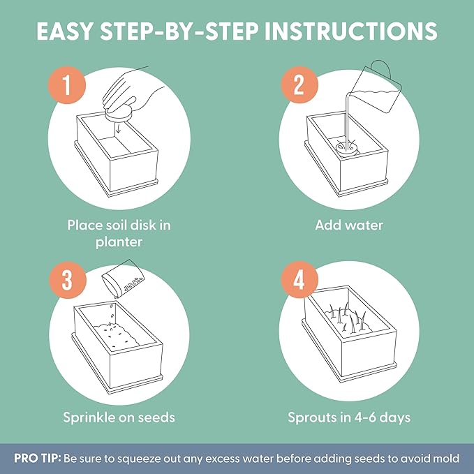 The Cat Ladies Organic Cat Grass Growing kit with Organic Seed Mix, Soil and Ceramic Planter with Bamboo Tray. Natural Hairball Control and Remedy for Cats