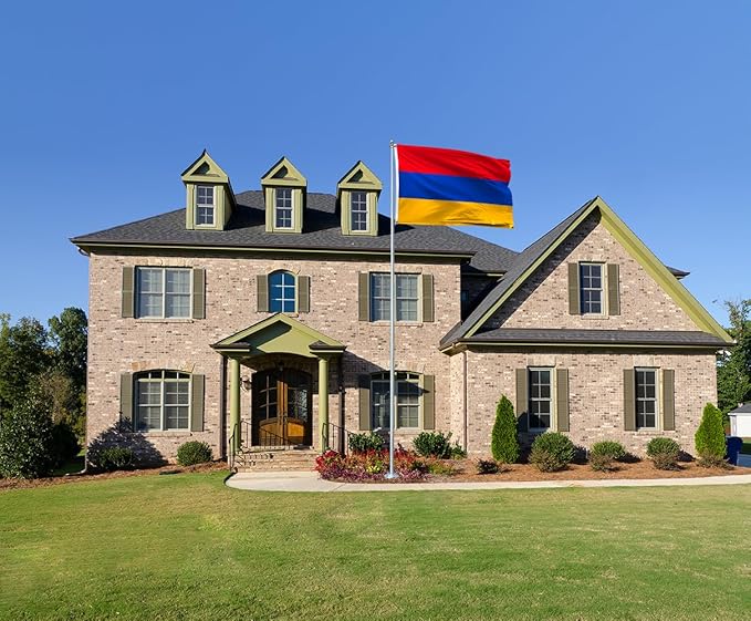 Double Sided Armenia Flag 2x3FT Armenian National Polyester Flag With 2 Grommets For Patriotic Armenian Themed Festival Events Party Decoration (Armenia, 2x3FT-3ply)